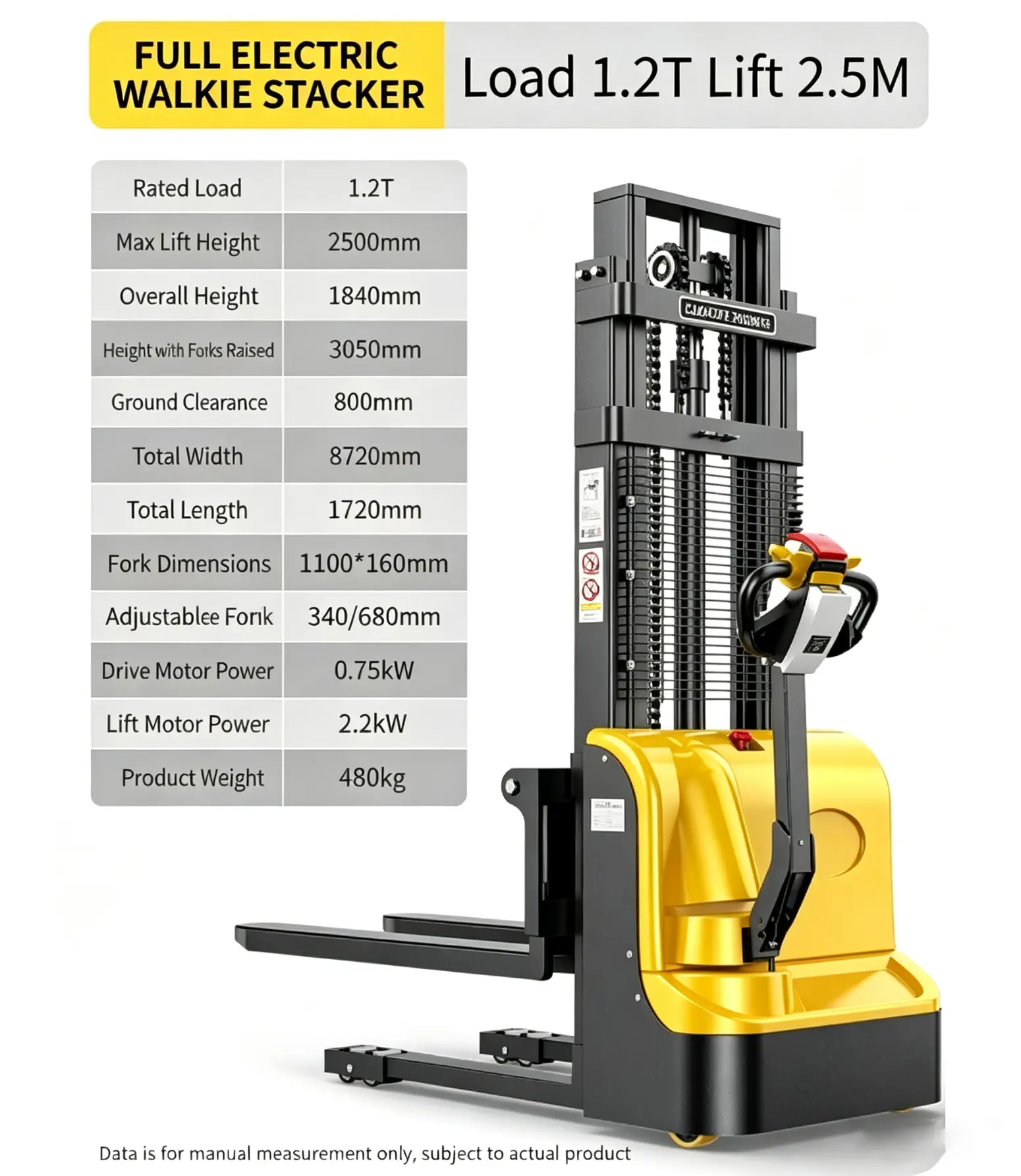 Stivuitor de walkie complet electric de 1.2T